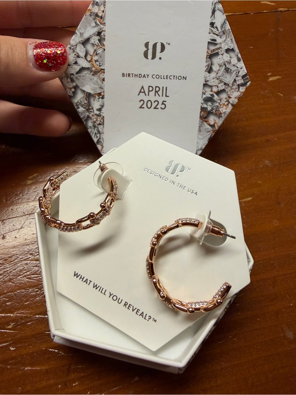 Bomb Party April 2025 Rose Gold Crystal-Accent Hoop Earrings